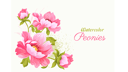 Pink watercolor flowers vector material