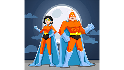 Superman cartoon men and women vector material