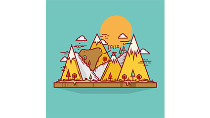 Creative mountain bear vector illustration material