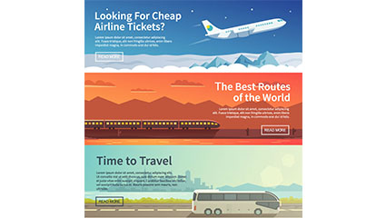 3 vacation banner vector material