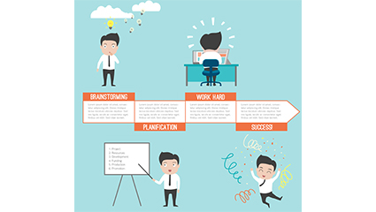 4 Steps to Success business man vector illustration