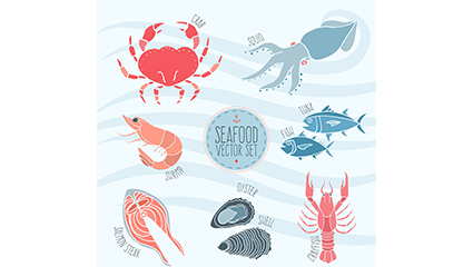 7 creative seafood vector material