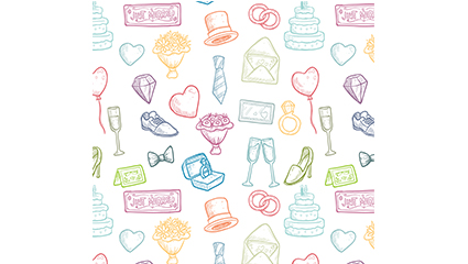 Color wedding elements seamless background vector material
