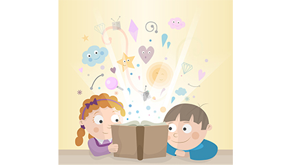 Look book of fairy tales child vector material