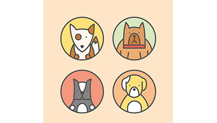 4 Dogs avatar icon vector material