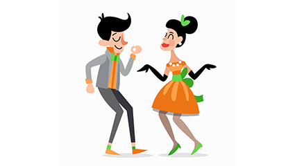 Creative men and women dancing vector material