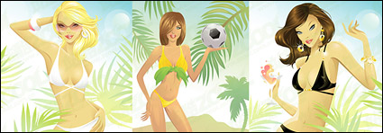 Foreign women swimwear vector material
