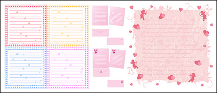 Writing pads, heart-shaped vector material