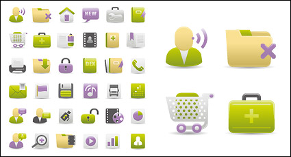 Web Design Gray Green Purple icon vector material