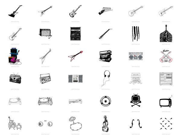 Guitar, speakers, radio, DJ 