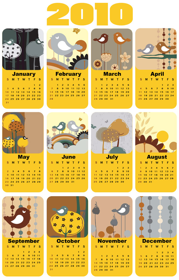 2010 calendar template vector