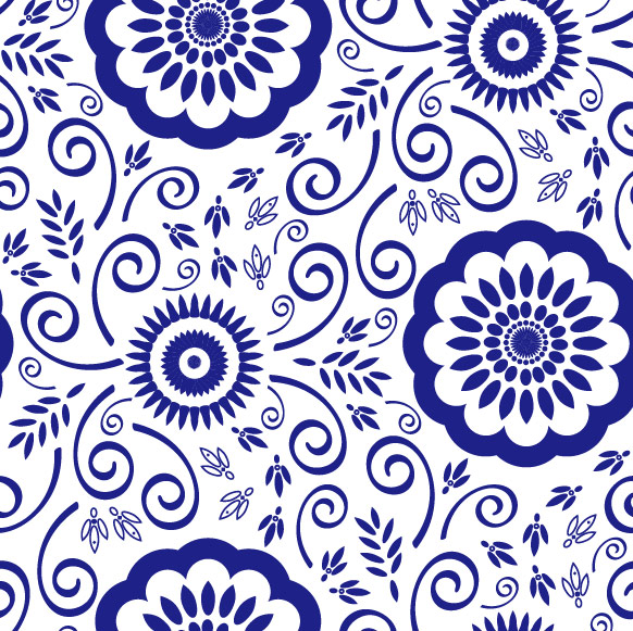 Blue and white pattern vector material