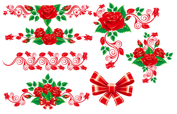 Beautiful rose lace Vector material