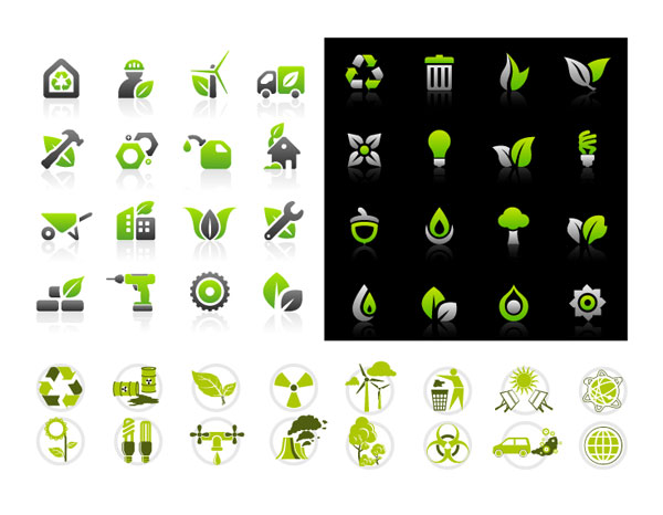 Environmental protection icon set vector materials
