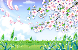 countryside petals fluttering  Vector