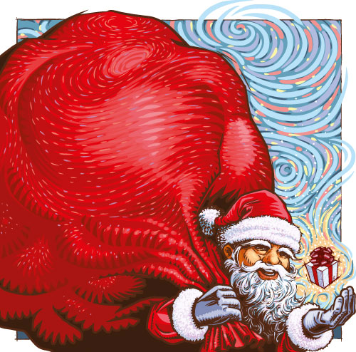 Vector Father Christmas gifts