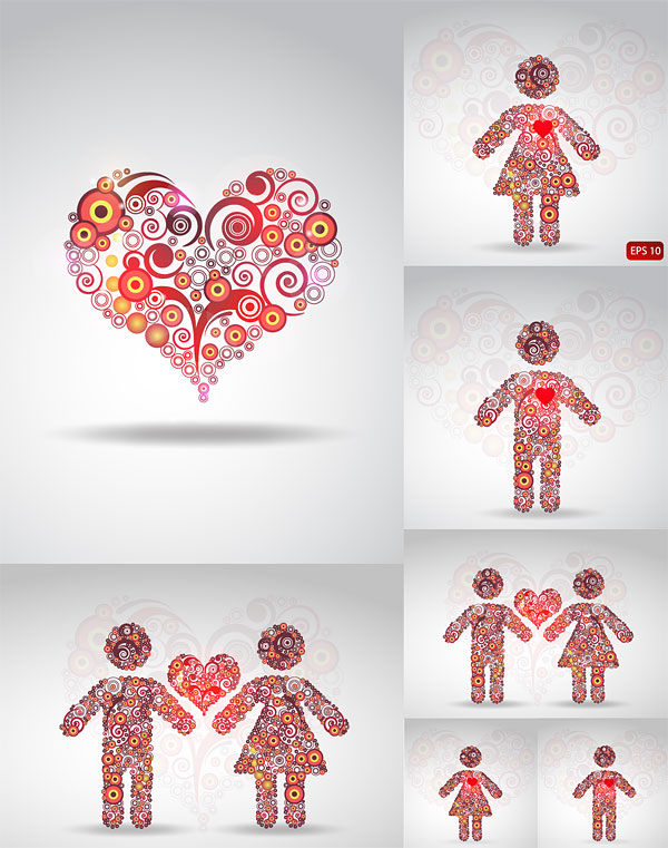 Circle pattern composed of love  vector material 