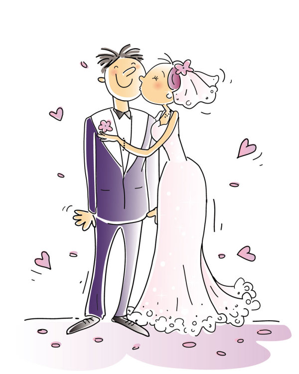 Cartoon-style wedding elements 01 - Vector