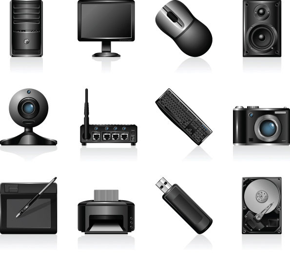 Gray computer icon vector material