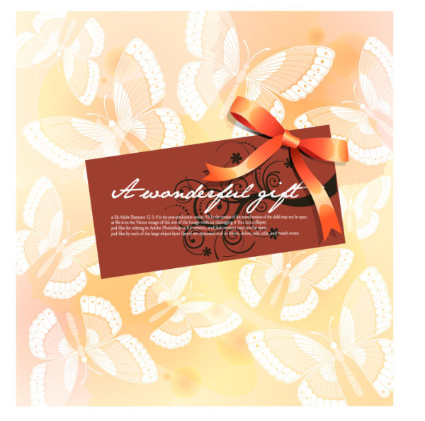 Butterfly pattern background card template vector material -2