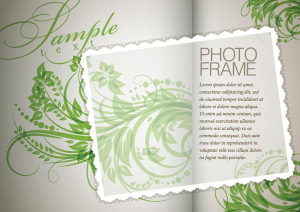 Plant flowers and patterns of text in the background vector material