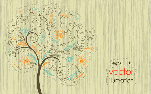 The lines illustrator of trees 01 - vector material