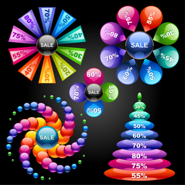 Colorful charts 02 - vector material