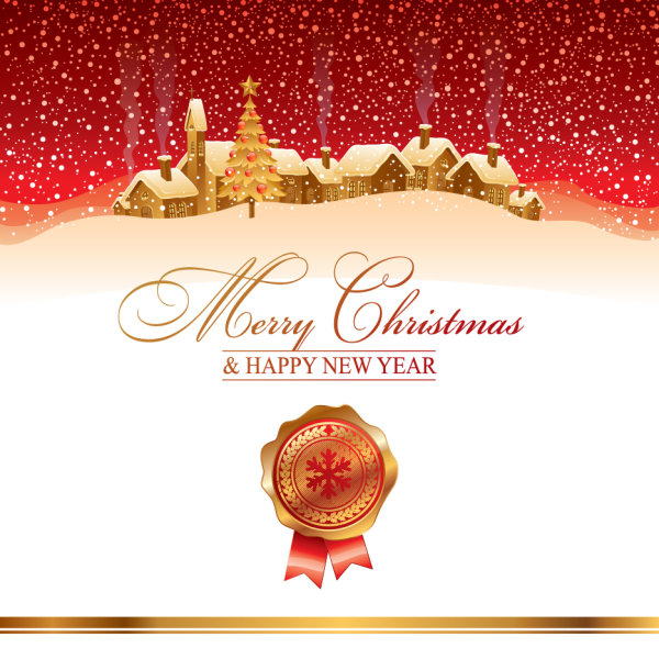 Cartoon Christmas house background 04 - vector