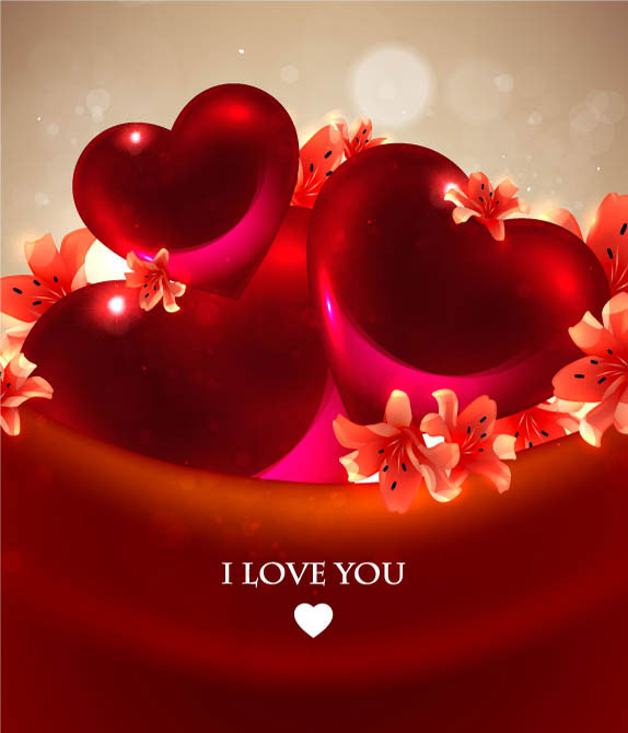 Romantic heart-shaped background 04 - vector material