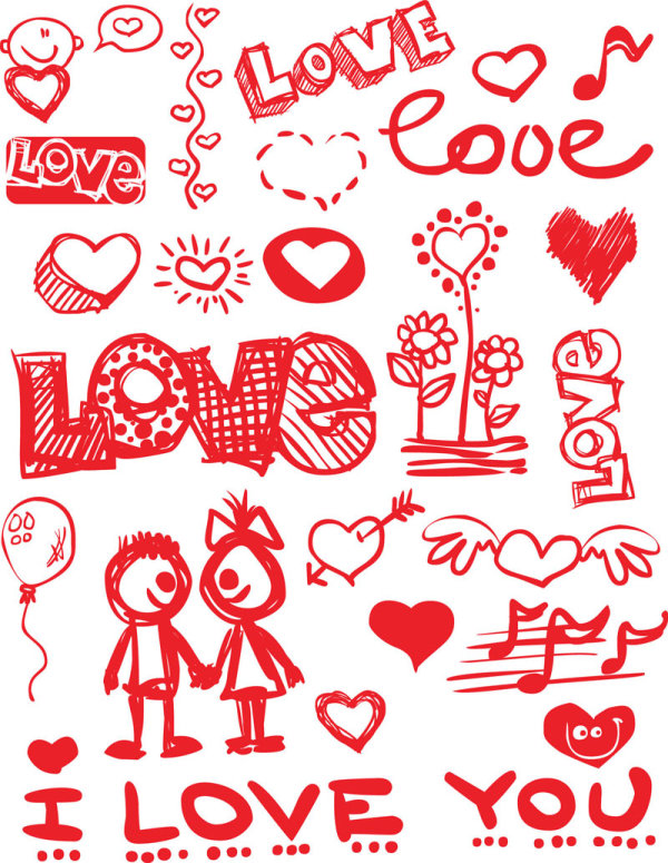 Hand-painted red heart - vector material