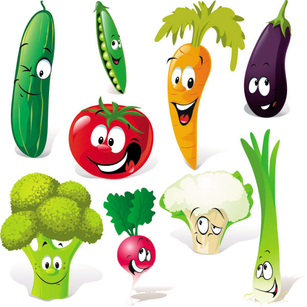 Cartoon vegetables expression 01 - vector material