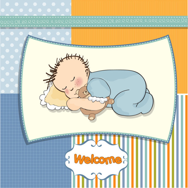 Cartoon children card 02 - vector material