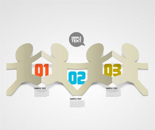 Creative folded hollow paper text template vector material -3