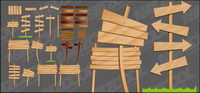 Wood-grain arrow signs vector material