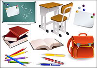 Students school supplies vector material