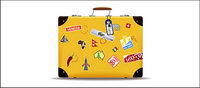 Yellow suitcase vector material
