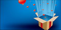 The release of a light cardboard box heart-shaped vector material