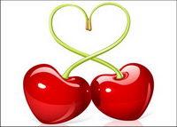 Heart-shaped cherry Vector