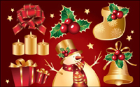 Aureate Christmas element vector of material