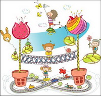 Lovely hand-painted wind vector 1