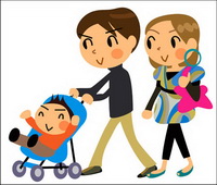 Cartoon family of three - Vector