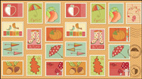 Cartoon illustrations of stamps 04 - vector