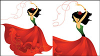 Exquisite cartoon dancer 03 - vector material
