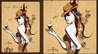 Coffee girl vector material