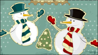 Snowman decorative painting 03 - vector