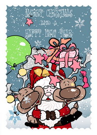 Hand-painted Santa Claus, gifts, vector