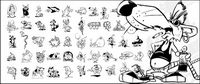 black and white cartoon animals