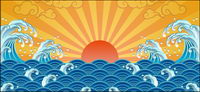 The sun, waves, Xiangyun vector material