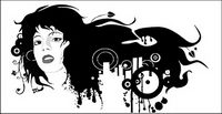 Female black and white portrait of the trend vector material