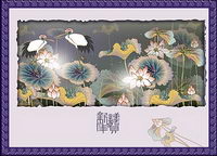 Classical auspicious vector of material - Crane Lotus plans
